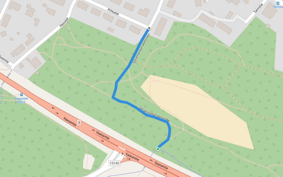 Soramontun pururata walking route map in Kangasniemi