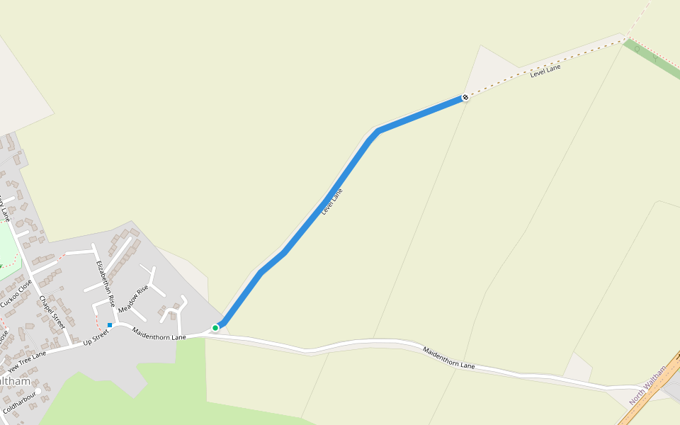 Level Lane walking route map in North Waltham