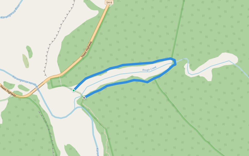 Rough Creek Track walking route map in Karangarua