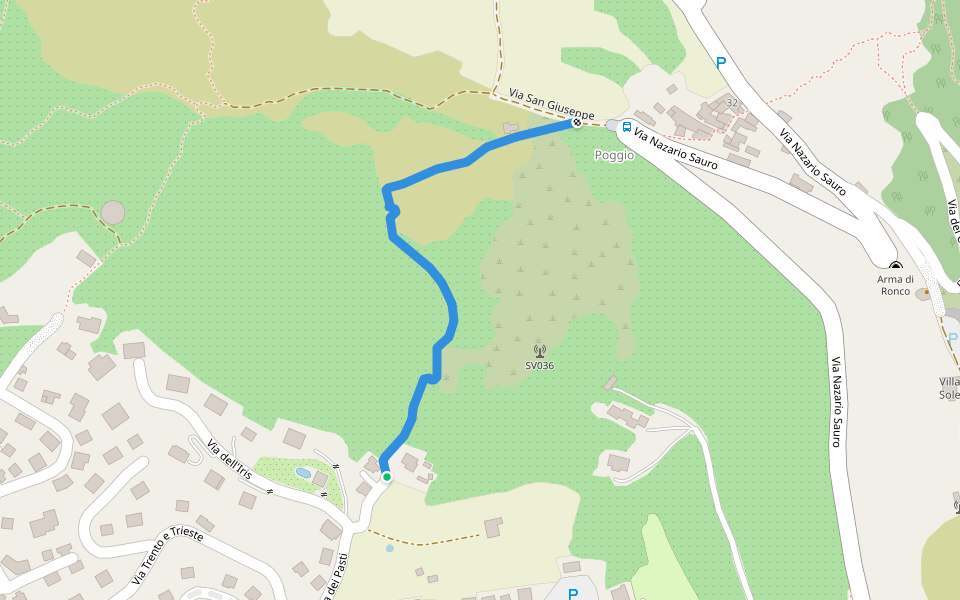 Via dei Pasti walking route map in Borgio