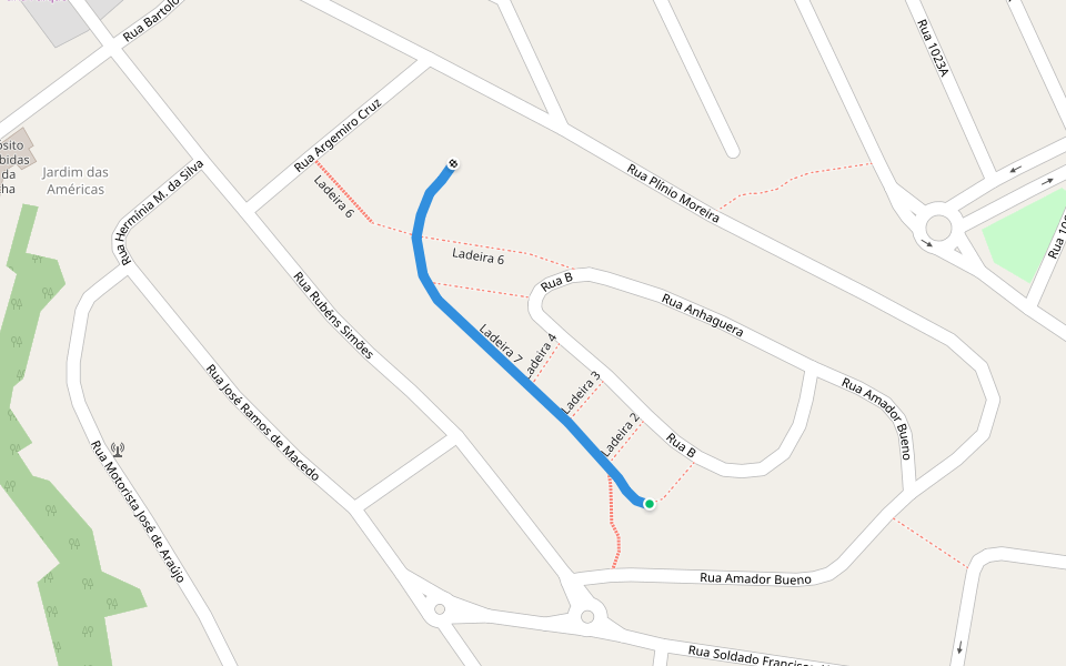 Ladeira 7 walking route map in Volta Redonda