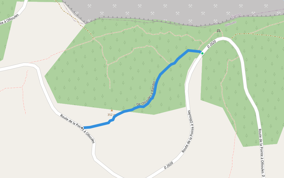 De Ollioules à Bandol walking route map in Ollioules