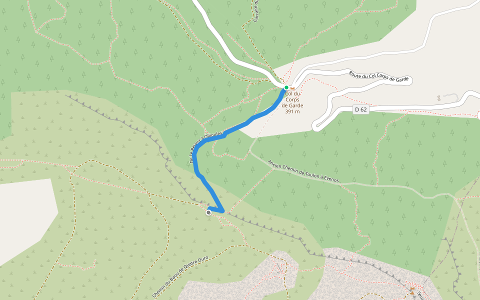 De Le Revest à Ollioules walking route map in Évenos