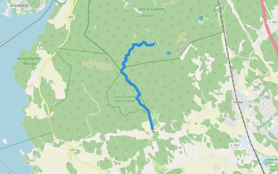 Södra Upplandsleden walking route map in Uppsala