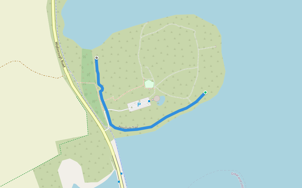 Peninsula Trail walking route map in Layer de la Haye