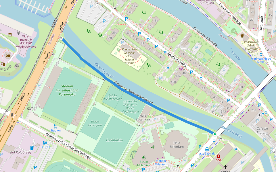 Bulwar im. Kotwicy Kołobrzeg walking route map in Kołobrzeg