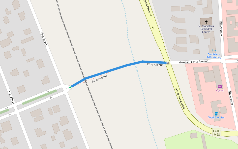 22nd Avenue walking route map in Hobas