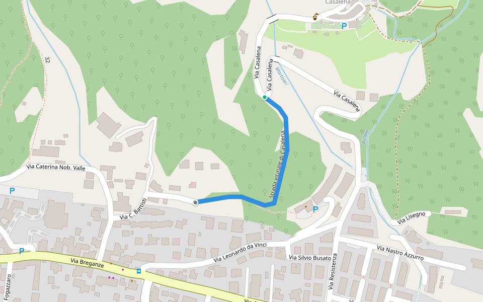 Strada vicinale di Casalena walking route map in Torrebelvicino