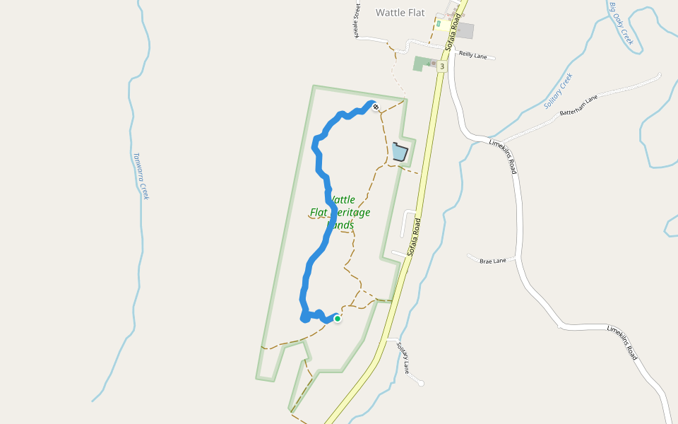 Gold Miners Walking Trail walking route map in Wattle Flat