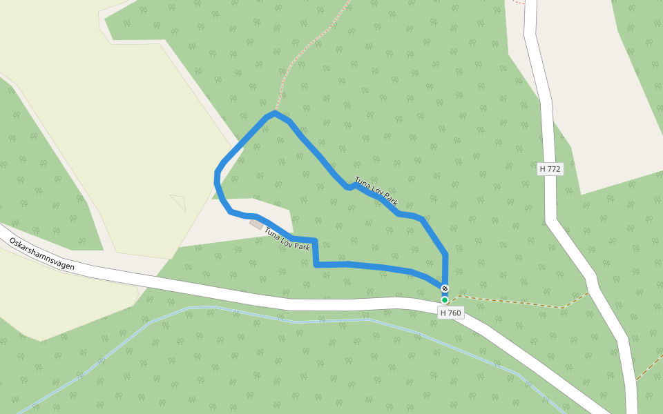 Tuna Löv Park walking route map in Tuna