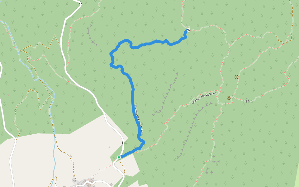 Chemin de Fontabulet walking route map in Mostuéjouls