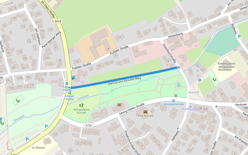 Hartrat-von-Kincelle-Weg walking route map in Künzell