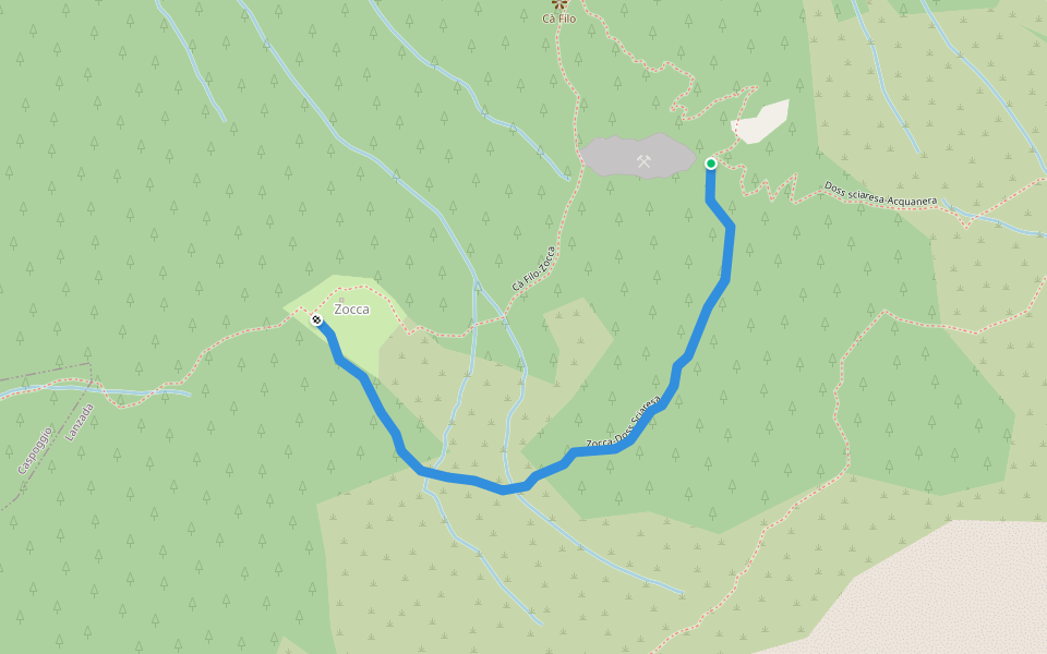Zocca-Doss Sciaresa walking route map in Lanzada