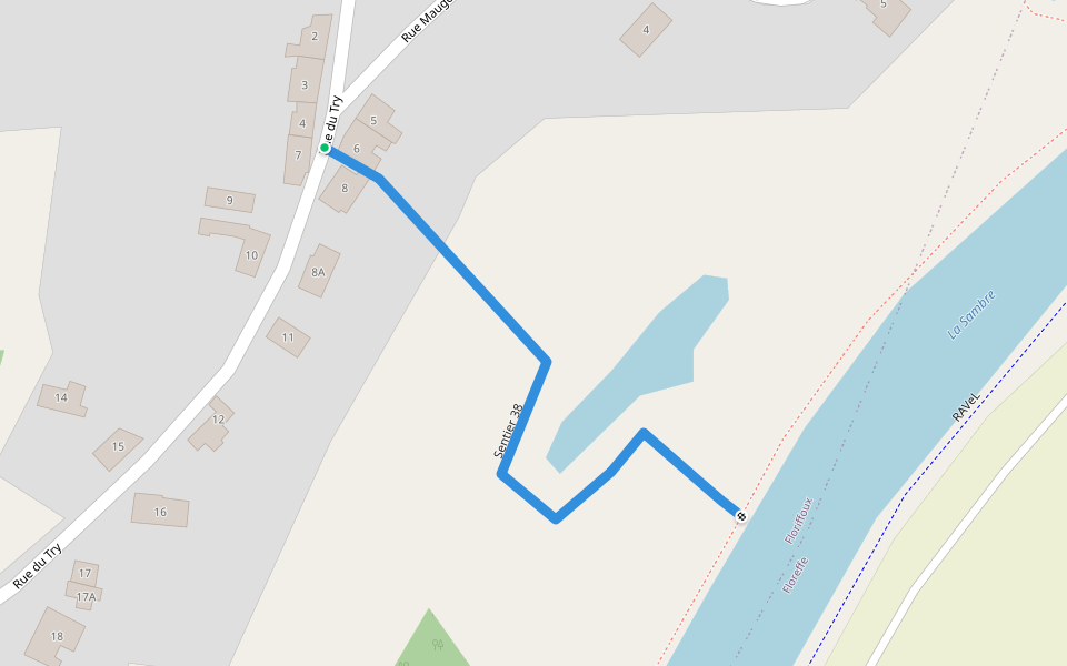 Sentier 38 walking route map in Floreffe