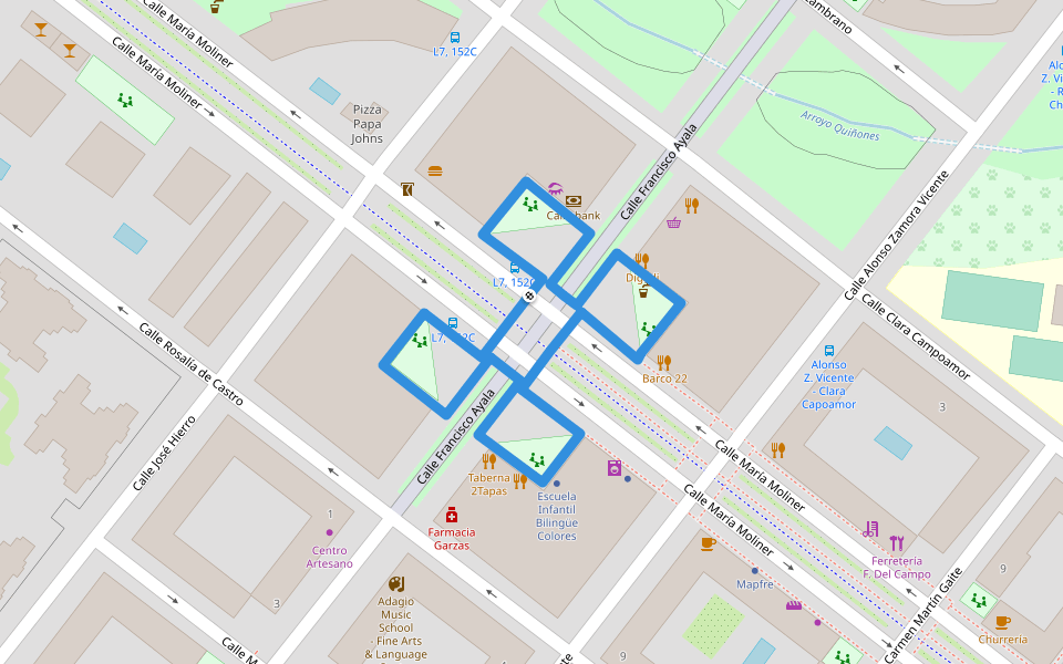 Plaza Concha Espina walking route map in San Sebastián de los Reyes