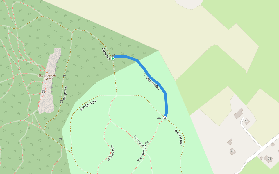 Blåbærstien walking route map in Sviland