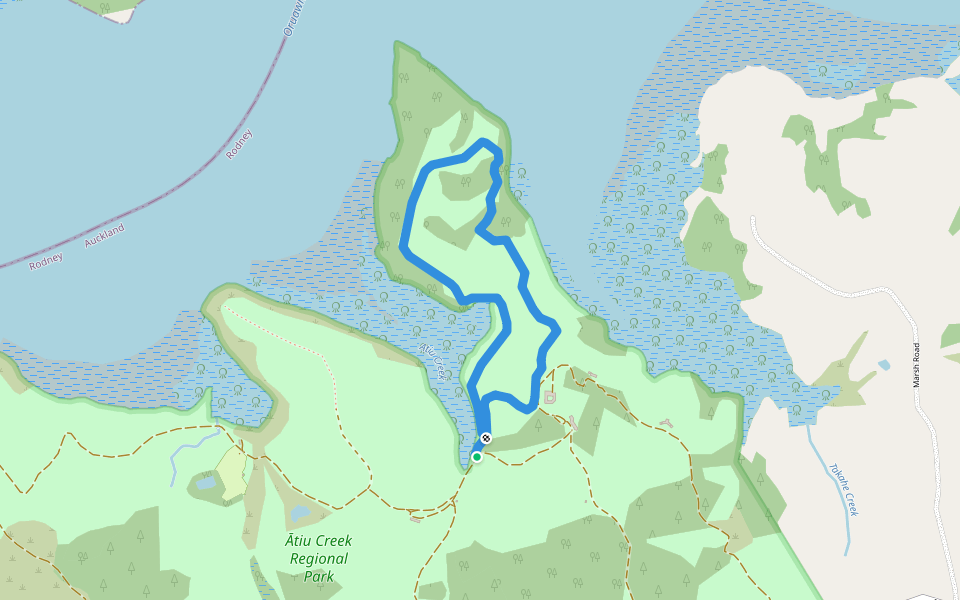 Kauri Point Track walking route map in Tapora