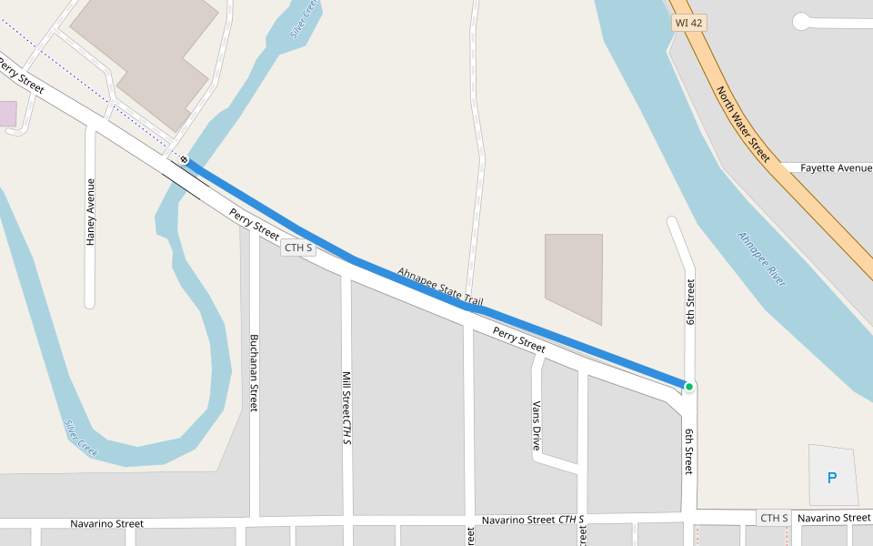 Ahnapee State Trail walking route map in Algoma