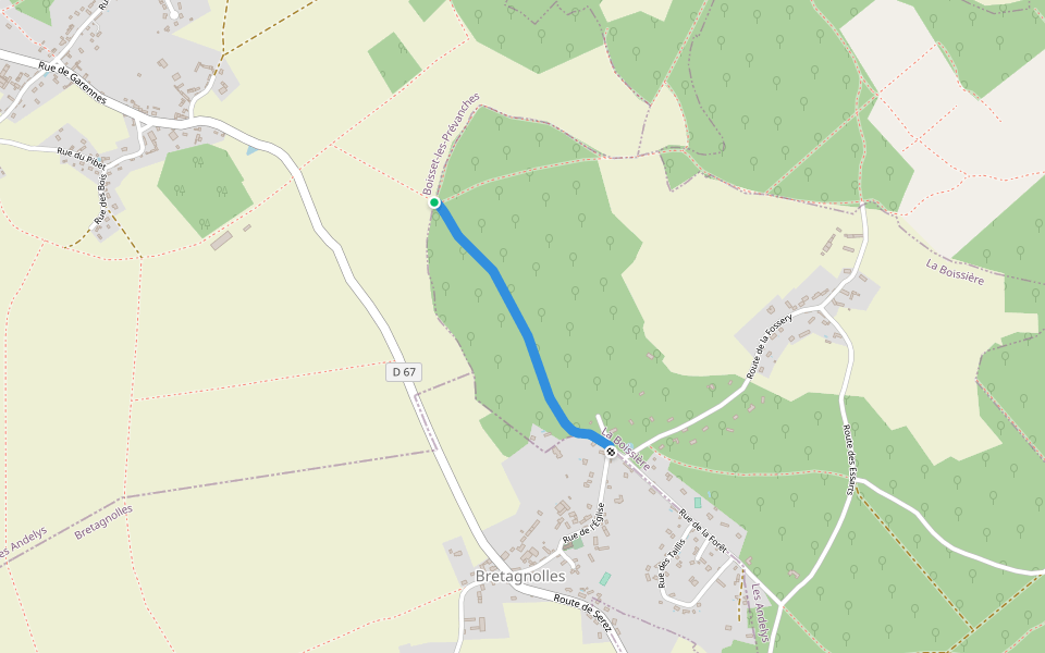 Chemin Plat walking route map in La Boissiere