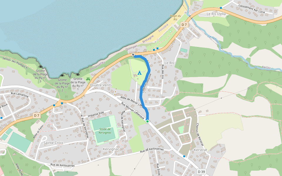 Chemin Delaisse walking route map in Douarnenez