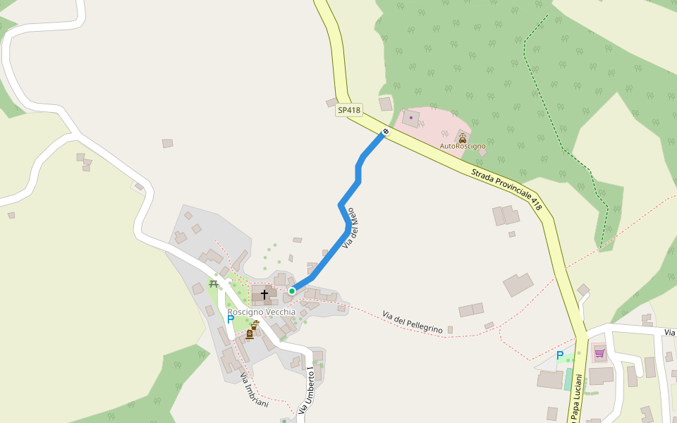 Via del Melo walking route map in Roscigno