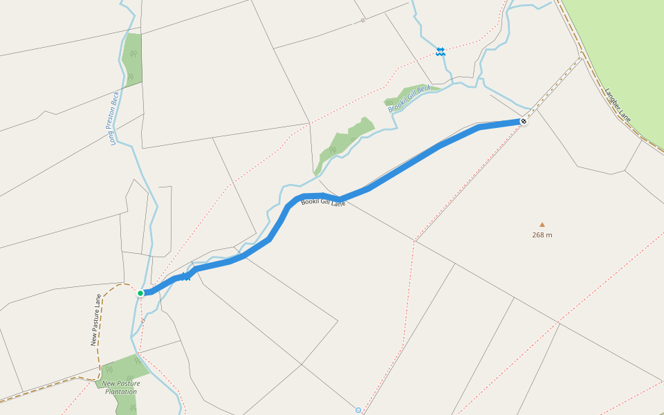 Bookil Gill Lane walking route map in Long Preston