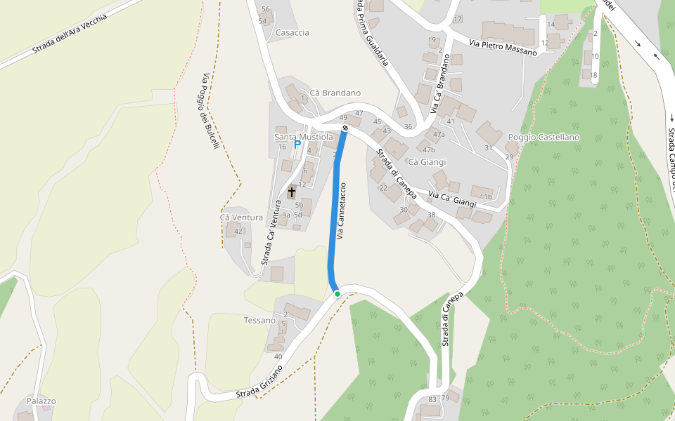 Via Cannetaccio walking route map in San Marino
