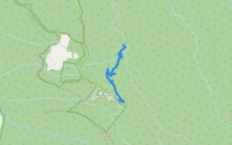 Yerralahla (Blue Pool) Track walking route map in O'Reilly