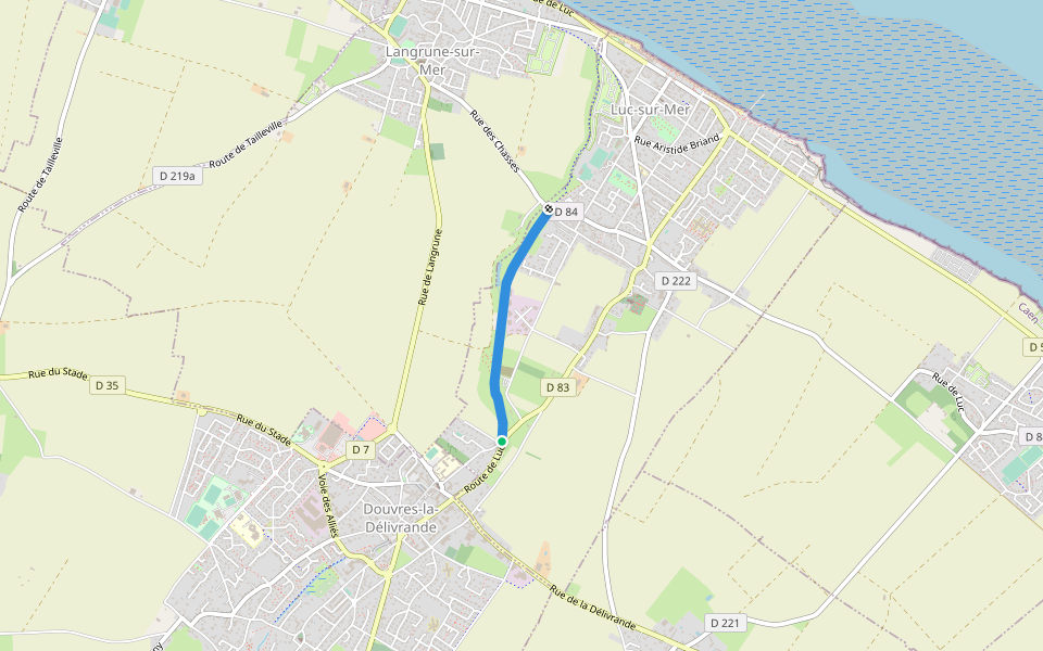 Voie verte du Vallon de La Capricieuse walking route map in Luc-sur-Mer