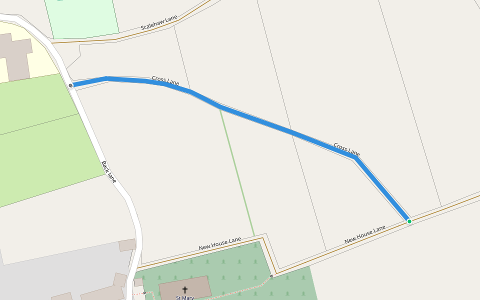 Cross Lane walking route map in Long Preston
