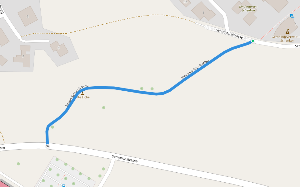 Simon-Schürch-Weg walking route map in Schenkon