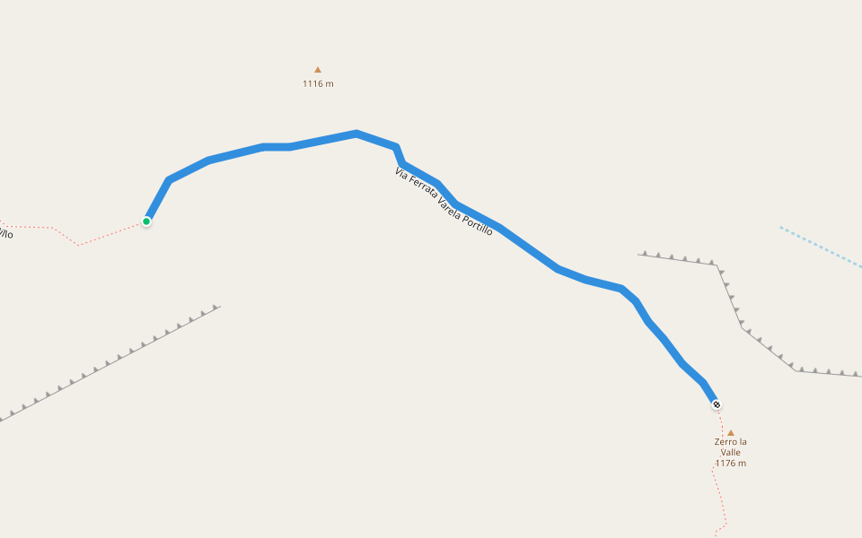 Via Ferrata Varela Portillo walking route map in Agüero