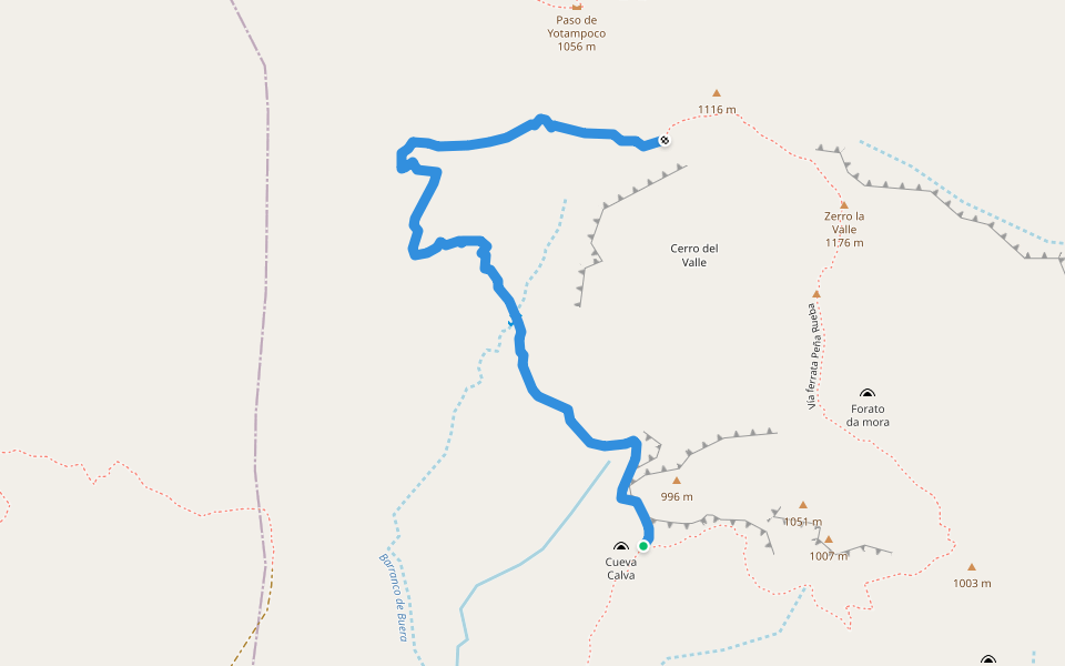 Acceso Ferrata Varela Portillo walking route map in Murillo de Gállego