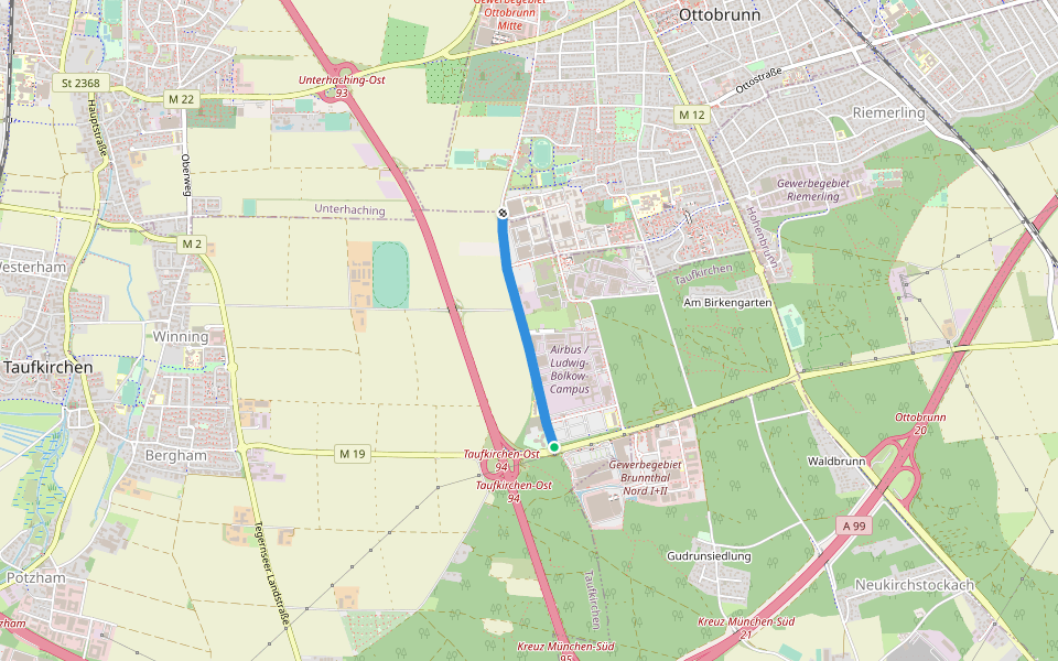 Ludwig-Bölkow-Allee walking route map in Taufkirchen