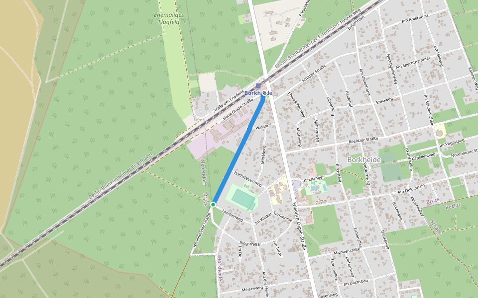 Neuendorfer Straße walking route map in Borkheide