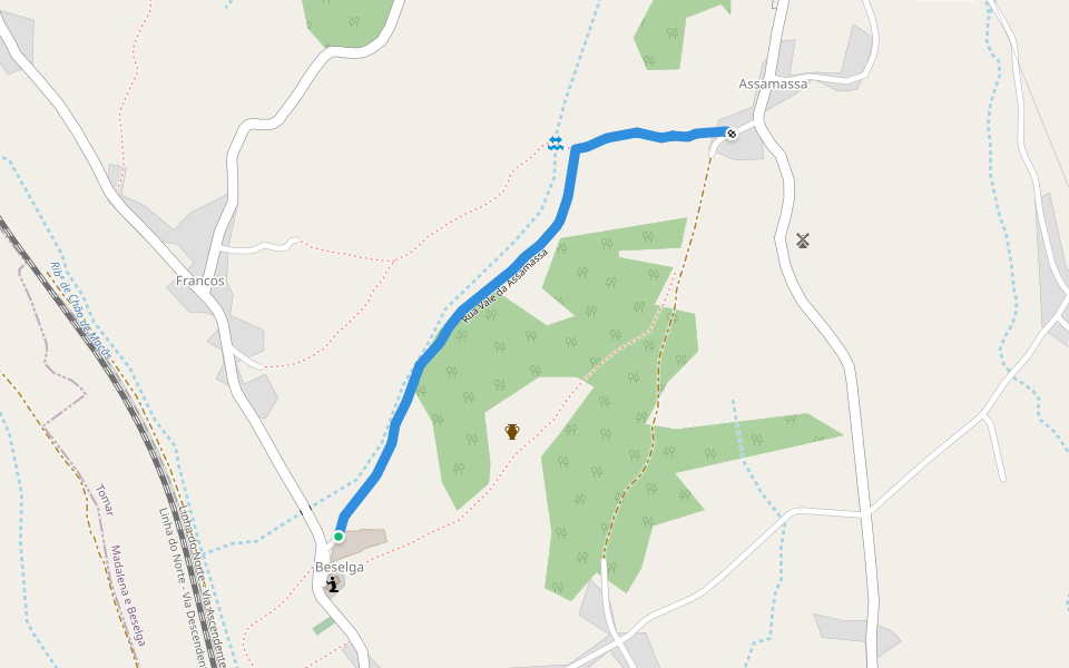 Rua Vale da Assamassa walking route map in São Silvestre