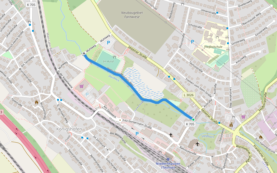 Hans-Heinz-Manstein-Weg walking route map in Niedernhausen