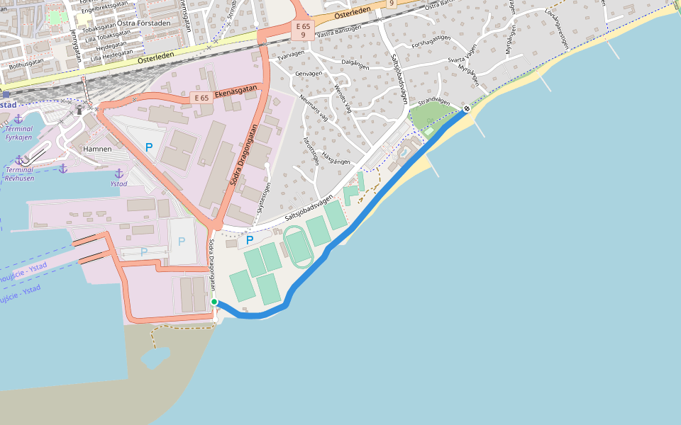 Badpromenaden walking route map in Ystad