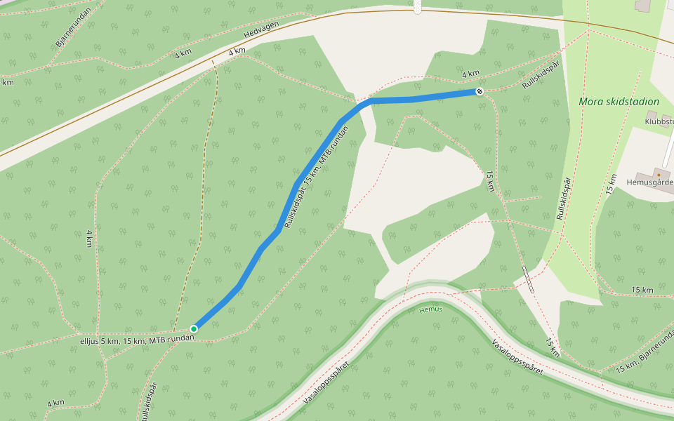 Rullskidspår, 15 km, MTB-rundan walking route map in Mora