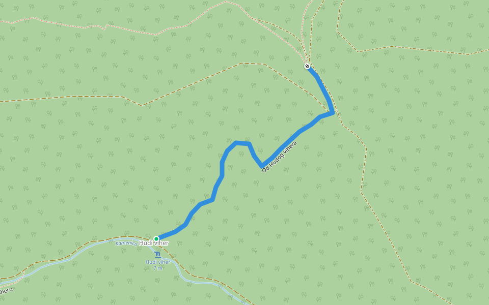 Od Hudog vihera walking route map in Gornja Višnjica