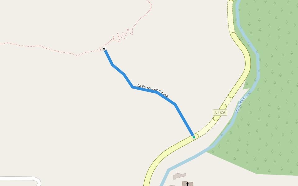 Via Ferrata de Obarra walking route map in Veracruz