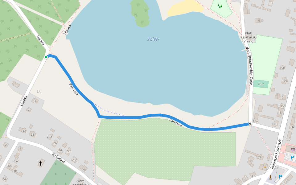 Parkowa walking route map in Małomice