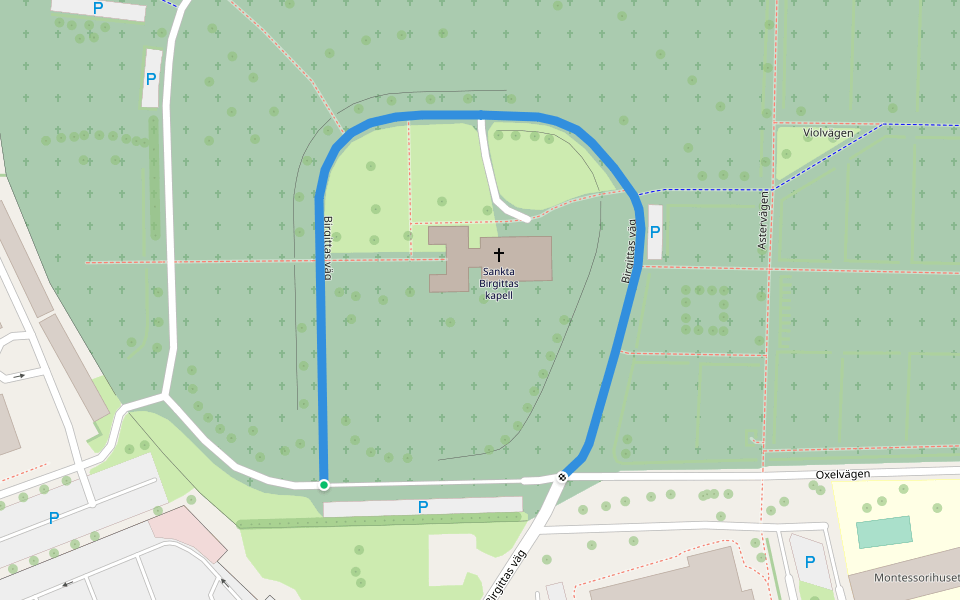 Birgittas väg walking route map in Skövde