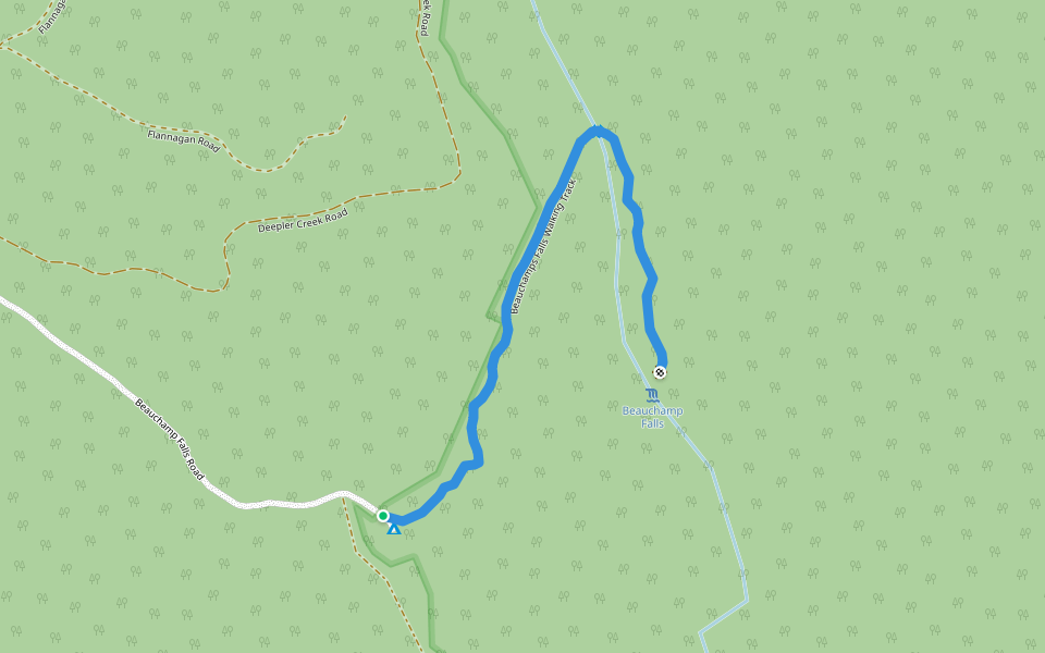 Beauchamps Falls Walking Track walking route map in Beech Forest