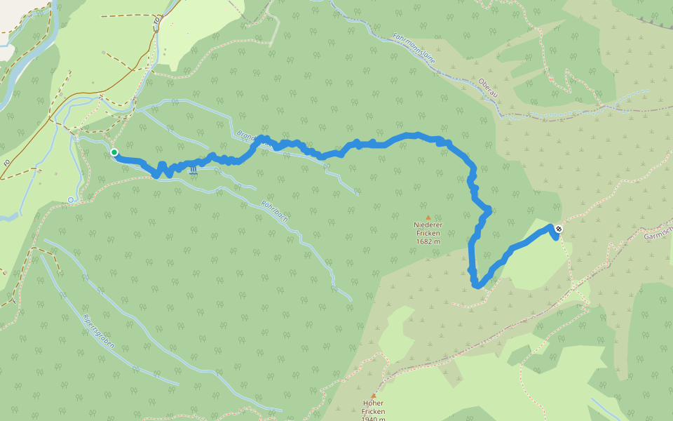 Oberauer Steig walking route map in Farchant