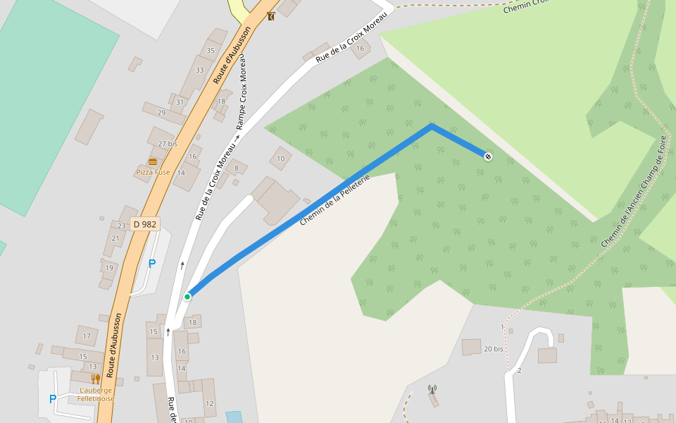 Chemin de la Pelleterie walking route map in Felletin