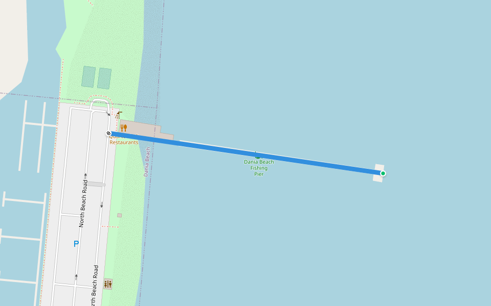 Dania Beach Fishing Pier walking route map in Dania Beach