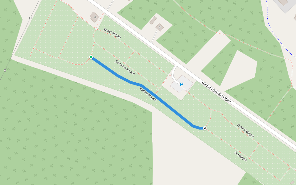 Vallmostigen walking route map in Luleå