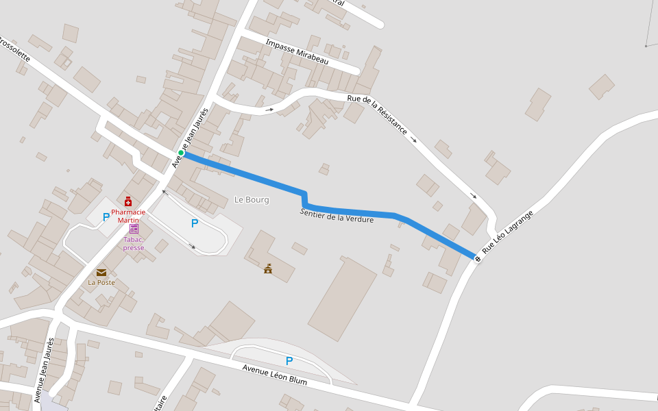 Sentier de la Verdure walking route map in Saint-Benoît-de-Carmaux