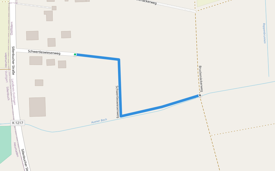 Schwertleswiesenweg walking route map in Ostfildern